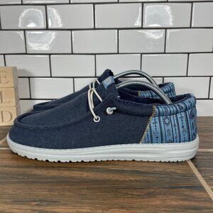 Hey Dude Wally Funk Surf Blanket Mens Size 10 Shoes Navy Moc Toe Casual Slip On